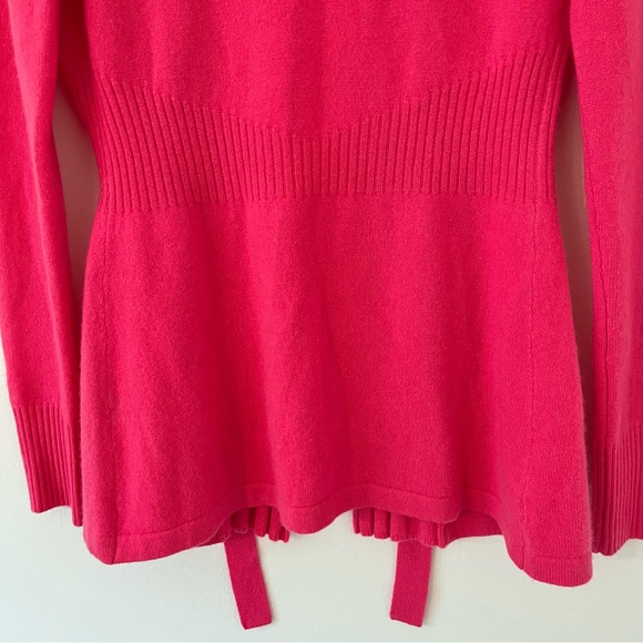 J. McLaughlin 100% Cashmere Hot Pink Front Tie Sweater Cardigan Shawl Neck - Picture 10 of 16